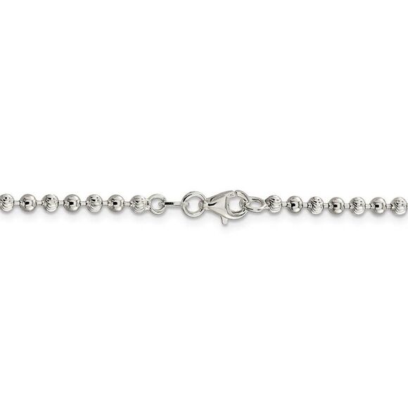 3mm Sterling Silver Fancy Bead Chain Necklace, 24 Inch - Picture 4 of 8